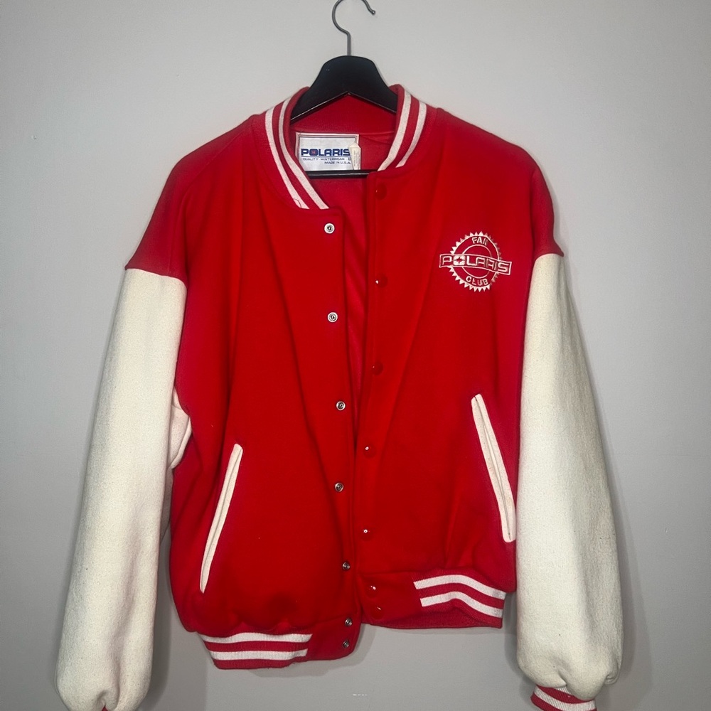 Vintage Polaris Red and White Varsity Jacket
